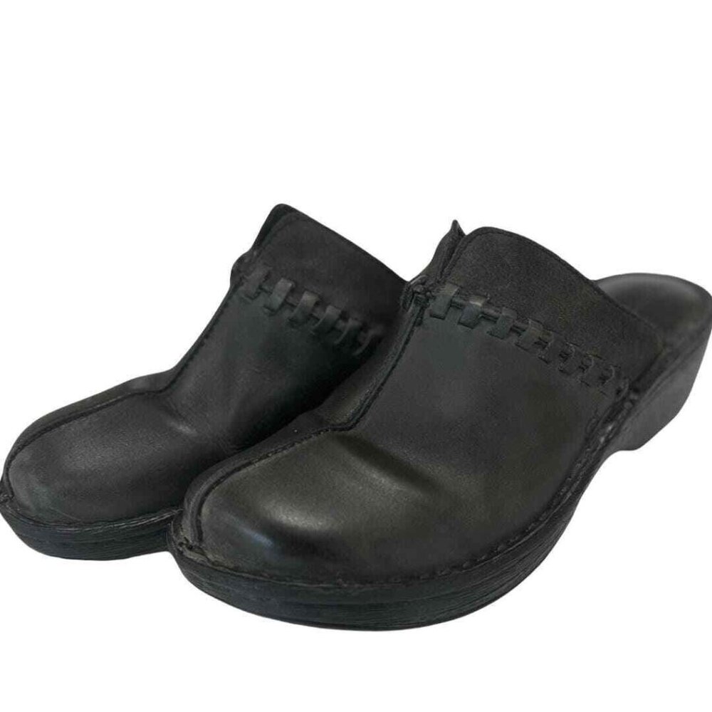 Born Womens Ellendale Leather Comfort Slip Dark Green Clog Mules Blk 7 Casual